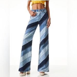 Alice + Olivia Beautiful High Rise Wide Leg Jean Indigo Twirl 25